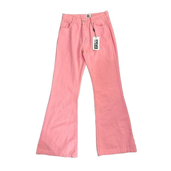 NWT Princess Polly Pink Cabarita Lounge Denim Jeans Size 4 Flare Leg High Rise - Picture 3 of 9
